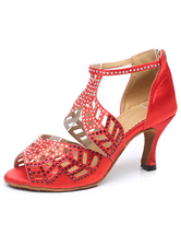 Sapatos De Dança 2024 Latina Vermelho Peep Toe Recorte Sapatos De Salão Sapatos De Dança
