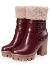 round toe chunky heel booties