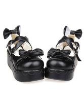 Lolita Schuhe mit Schleife in Schwarz 