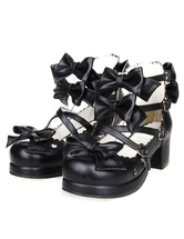 Chaussures lolita noires avec noeuds Déguisements Halloween