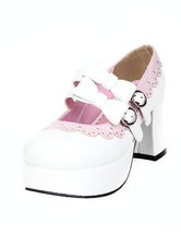Branco fivelas sapatos Lolita 