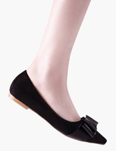 black pointed toe flats with bow