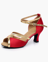 Ankle Strap Open Toe Satin Latin Shoes 