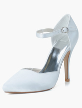 Satin Pointed Toe Ankle Strap Evening and Bridal Platforms 