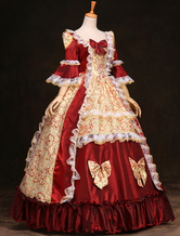 Victorian Dress Costume Rococo Fantastic Red Ruffles Ball Gown half Sleeves Victorian era outfits Royal Costumes dress Halloween