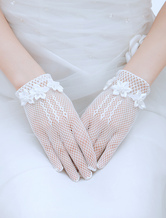 Elegant Blooms Mesh Wrist Length Fingertip Wedding Gloves