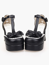 Fantastique Synthétique cuir noir Lolita sandales 