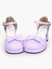 Sweet Loilta Sandals Heels Shoes Ankle Strap Buckle Bow Decor