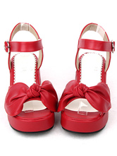 Sweet Lolita Sandals Platform Shoes Bow Decor Ankle Strap Buckle