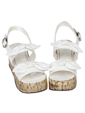 Lovely Bows Open Toe Leather Lolita Sandals 
