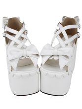 Sweet Lolita Sandals High Platform Shoes Bows Decor Heart Shape Buckles