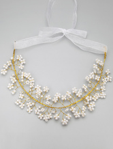 Handmade Gold Pearl And Crystal Bride Necklace