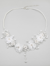 Handmade Pearl And Floral Necklace For Bride