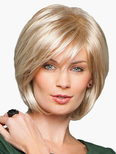 Chic Blonde Human Hair Women's Short Bobs Wig In Blonde