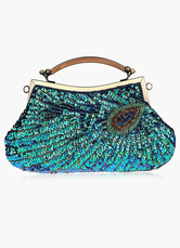 Peacock Feather Pattern Evening Bag With Sequins - Milanoo.com