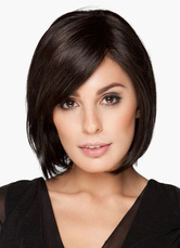 14-Inch Side Parting Women's Short Bobs Wig In Natural Black