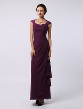 Brautmutterkleider A-Linie- Abendkleider für Hochzeit Chiffon Lavendel ärmellos Designender Ausschnitt knöchellang mit Reißverschluss
