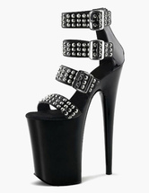 Pole Dance Shoes Sexy Platform Studded Open Toe Leather Sexy Sandals For Woman Stripper Shoes