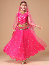 ベリーダンス衣装　コスチューム　スパークル　アラビアン 衣装 シフォン　ボリウッド　ダンスドレス