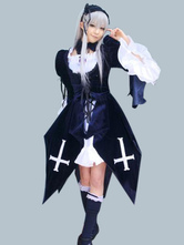 Super Sonico Cosplay Costume Black Gothic Lolita Dress Version