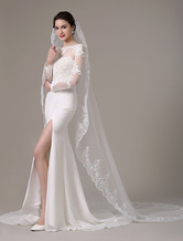 Ivory Lace Applique Edge Wedding Veils 