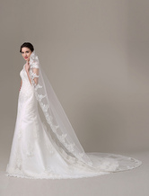Classic Ivory Lace Applique Bridal Veils 