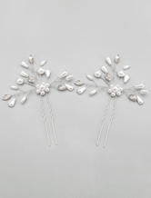 White Pear Shaped Imitation Pearl Hairpin for Wedding 