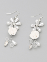 White Imitation Pearl Handmade Wedding Earrings 