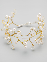 Pulsera de perlas irregulares Metal oro para boda 