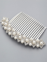 Silver Imitation Pearl Wedding Comb
