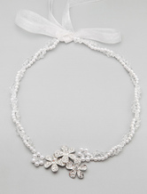 White Imitation Pearl Rhinestone Head Flower For Wedding