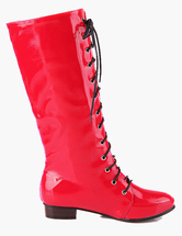 patent leather flat boot