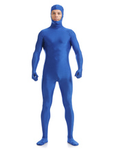 Blue Adults Zentai Suit Lycra Spandex Bodysuit with Face Opened