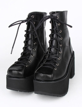 Black Lace Up Lolita Boots for Girls