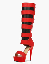red flat platform sandals