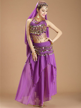 Belly Dance Costume Sexy Purple Chiffon Belly Dance Costume for Women