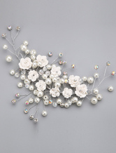 White Pearl Alloy Wedding Head Flower