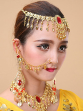 Disfraz Carnaval Cadena de nariz de oro sintético Belly Dance para mujeres Halloween