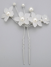 White wedding headpiece hair pins pearls branch Alloy Round bridal hair accessories