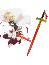 Costume Carnevale Serafino dell'estremità Mikaela Hyakuya rosso/bianco spada di legno Anime Cosplay arma