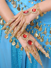 Traje de dança do ventre Ouro Bollywood sintético dança prego urdidura para mulheres