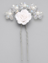 White Flower Pearl Alloy Wedding Hairpin
