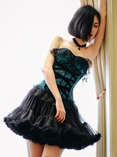 Teal Lace Synthetic Lolita Corset for Women 