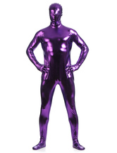 Deep Purple Zentai Suit Adults Full Body Shiny Metallic Bodysuit for Men