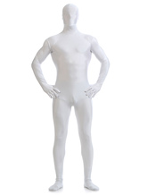 Branca Lycra Spandex Zentai terno para homens Halloween