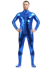 Royal Blue Adults Bodysuit Shiny Metallic Catsuit for Men