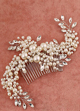 Joyería de pelo de la boda perlas imitación Metal 