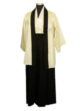 Lino de algodón negro y oro Kimono de baño para niños