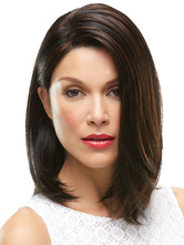 Marrom e preto fibra direto Capless curto peruca para mulheres 