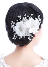 White Net Flower Pearl Wedding Hair Jewelry Accessories
